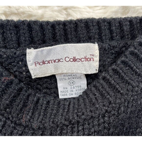 Vintage Potomac Collection Black Sweater Vest 1X Christmas Holiday made in Korea - Picture 4 of 6